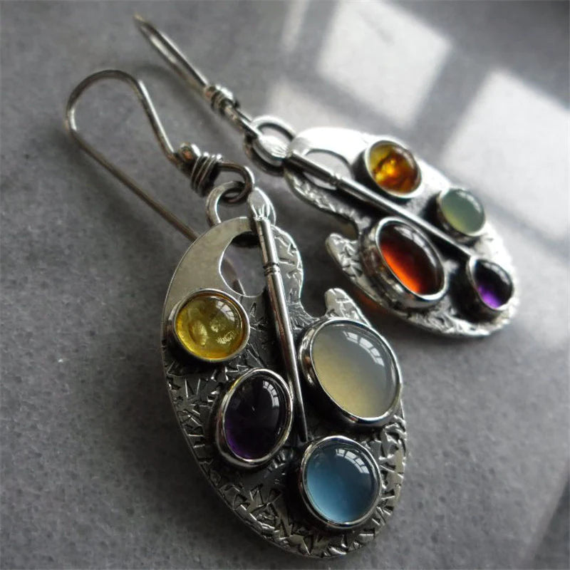 Zaara | Multicoloured Stone Vintage Earrings