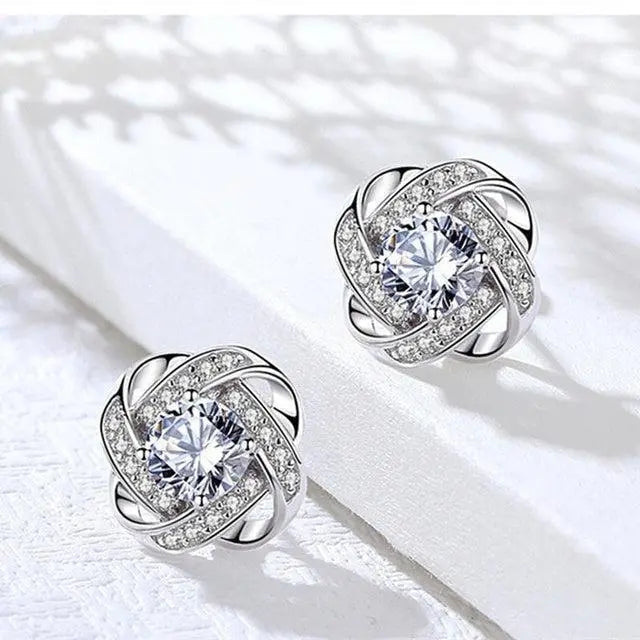 Cassie | Gold Spiral Floral Crystal Stud Earrings