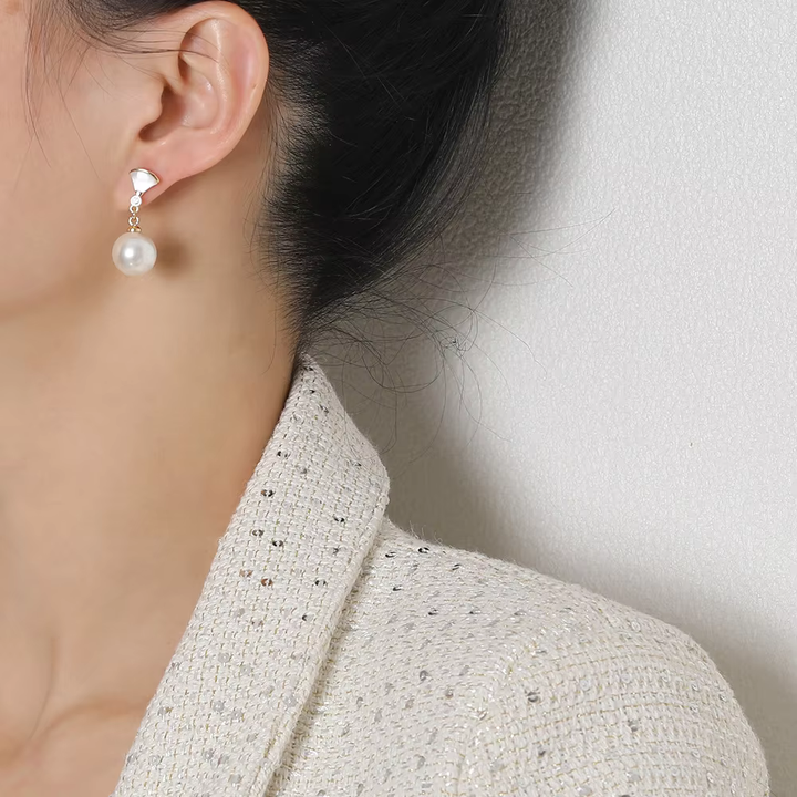 Monika | Chic Silver Pearl Earrings