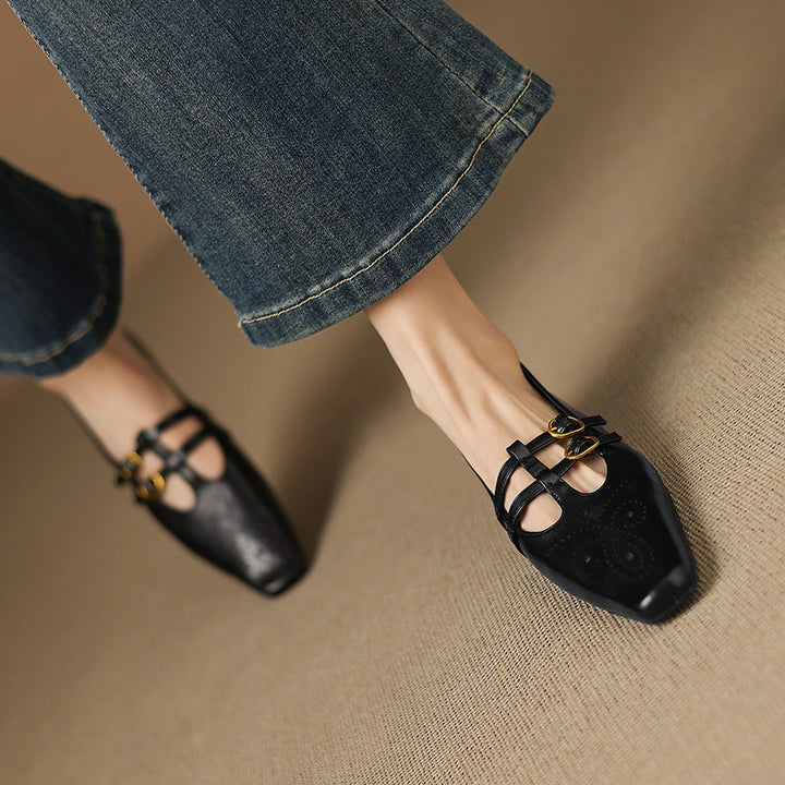 Ceyla | Brogued Double-Strap Flat