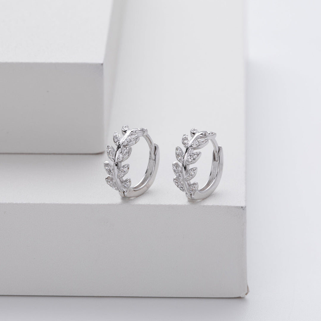 Destiny | Silver Leaf Hoop Earrings
