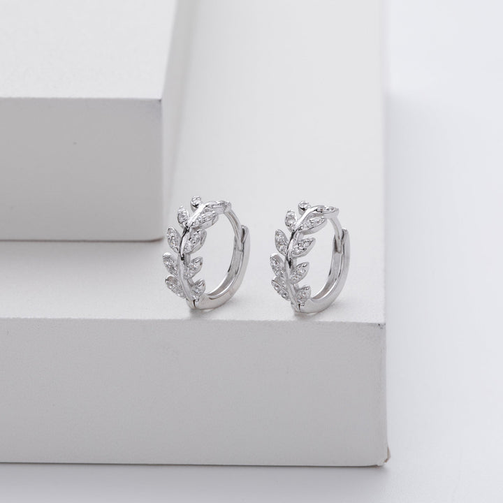 Destiny | Silver Leaf Hoop Earrings