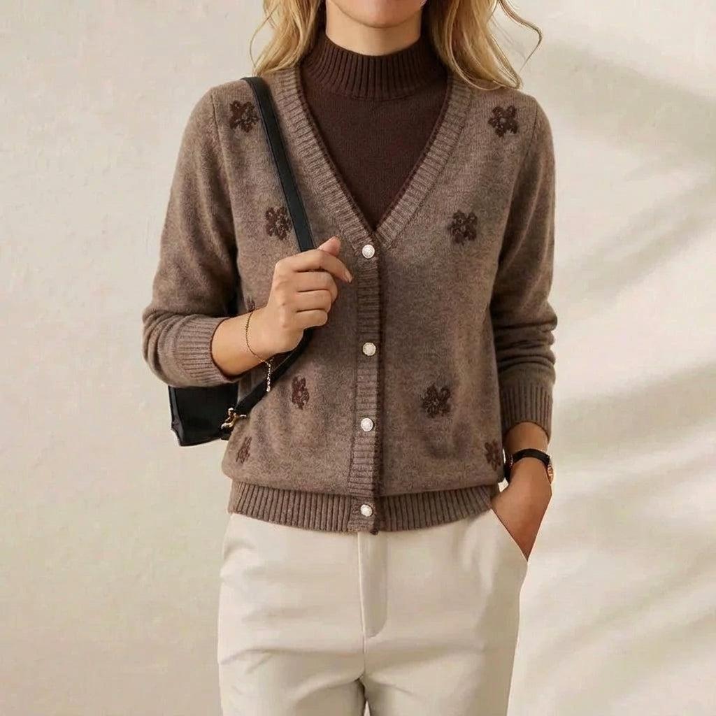Dolores | Floral Embroidered Knit Cardigan