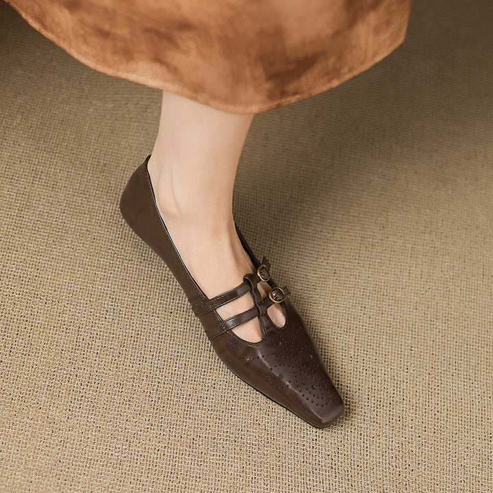 Ceyla | Brogued Double-Strap Flat