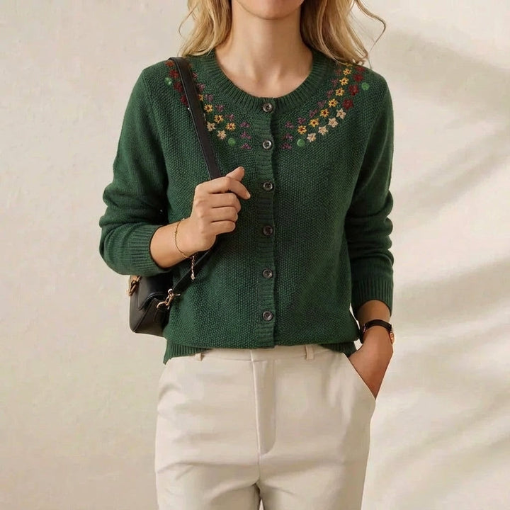 Ysabelle | Embroidered Floral Knit Cardigan