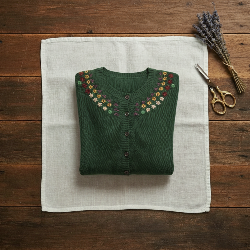 Ysabelle | Embroidered Floral Knit Cardigan
