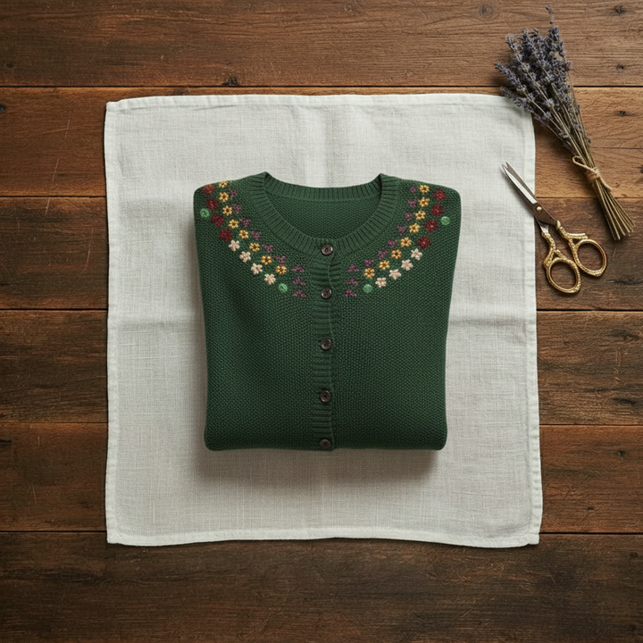 Ysabelle | Embroidered Floral Knit Cardigan