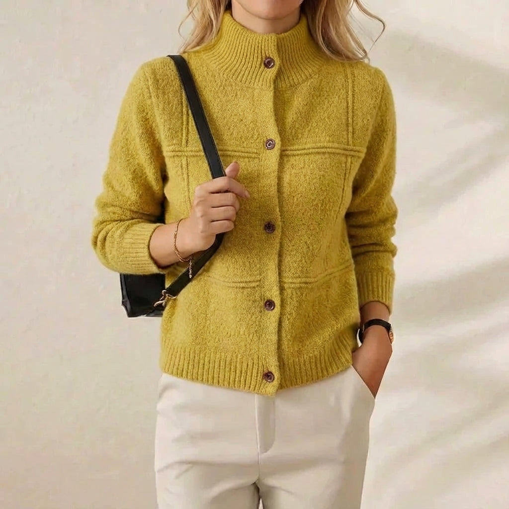 Satya | Mock Neck Button-Up Knit Cardigan