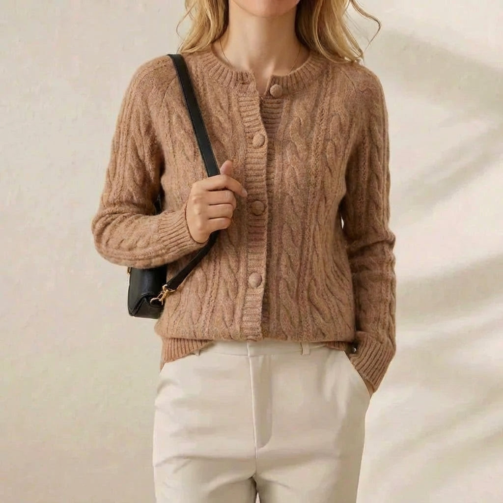Madelyn | Cable Knit Button-Up Cardigan