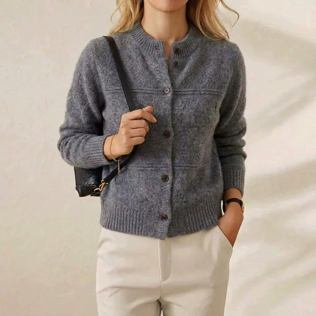 Satya | Mock Neck Button-Up Knit Cardigan