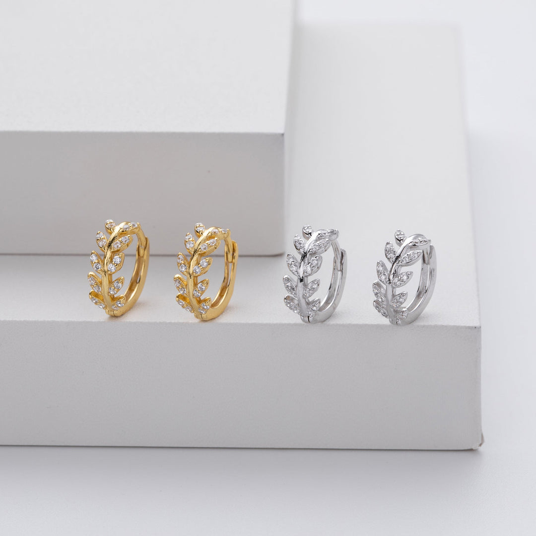 Destiny | Silver Leaf Hoop Earrings