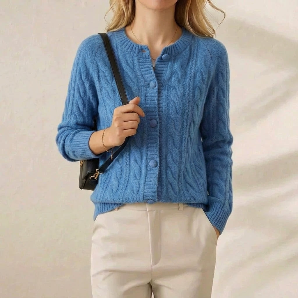 Madelyn | Cable Knit Button-Up Cardigan