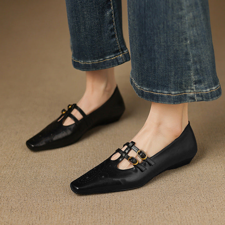 Ceyla | Brogued Double-Strap Flat
