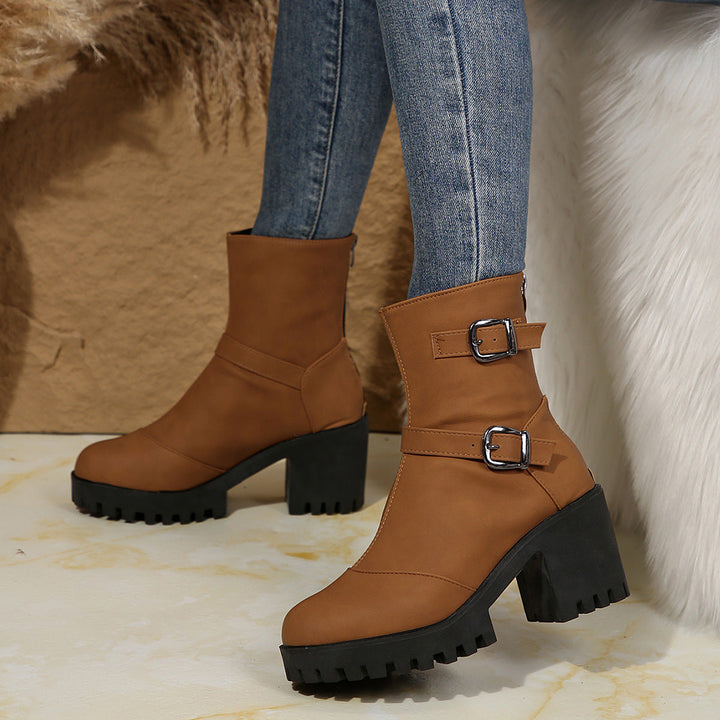 Adaly | Bottines à talons épais et doubles boucles