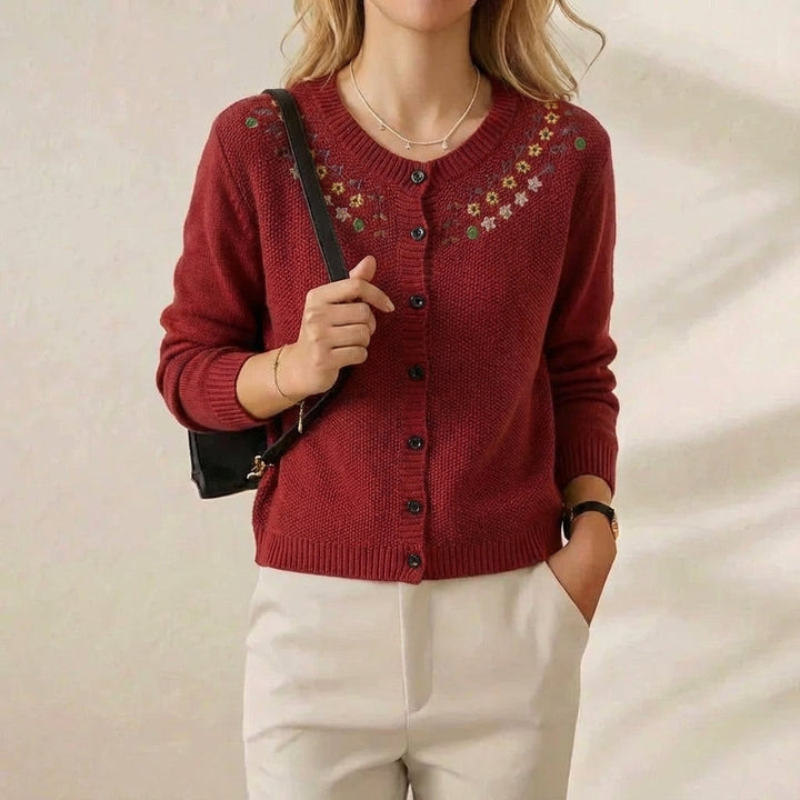Ysabelle | Embroidered Floral Knit Cardigan