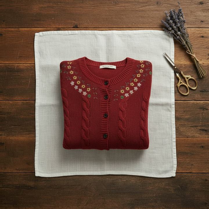 Ysabelle | Embroidered Floral Knit Cardigan