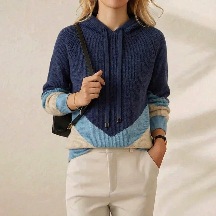Jeanne | Colour-Block Hooded Knit Sweater