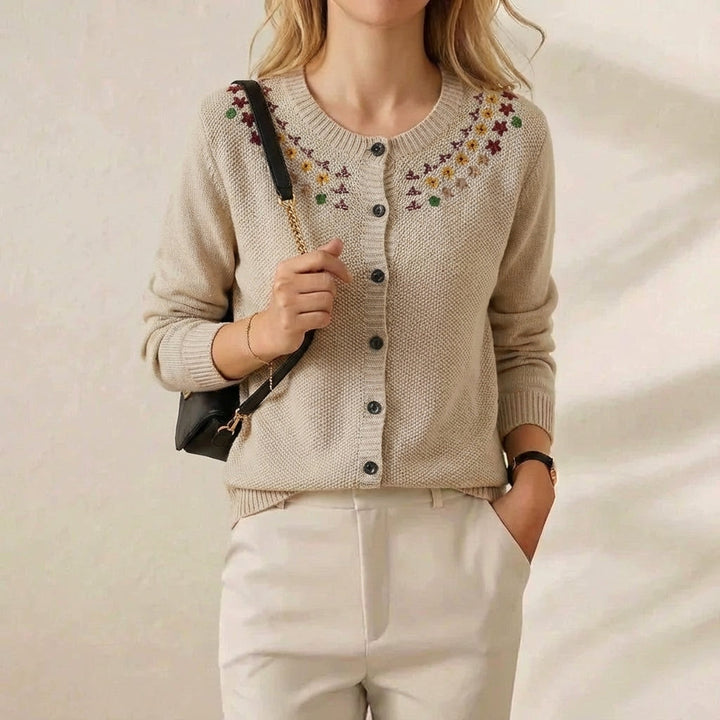 Ysabelle | Embroidered Floral Knit Cardigan