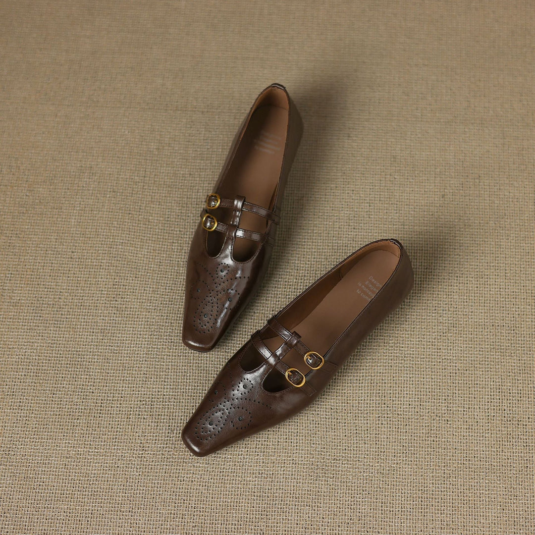Ceyla | Brogued Double-Strap Flat