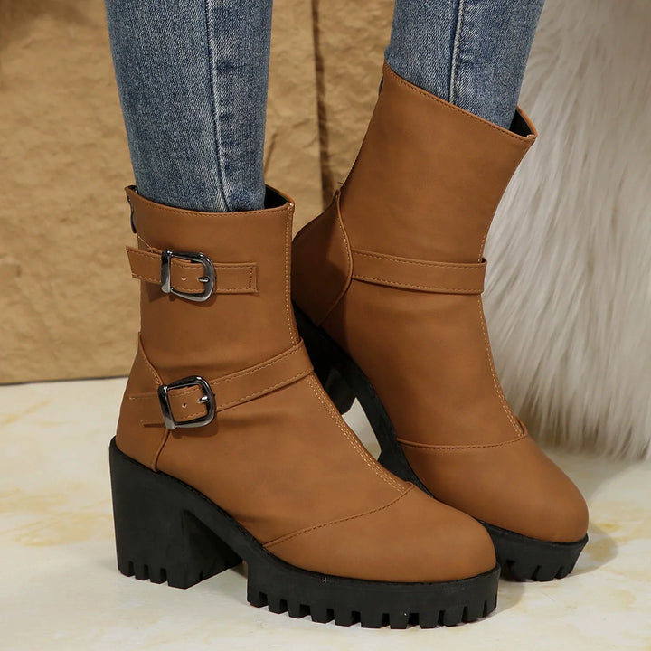 Adaly | Bottines à talons épais et doubles boucles