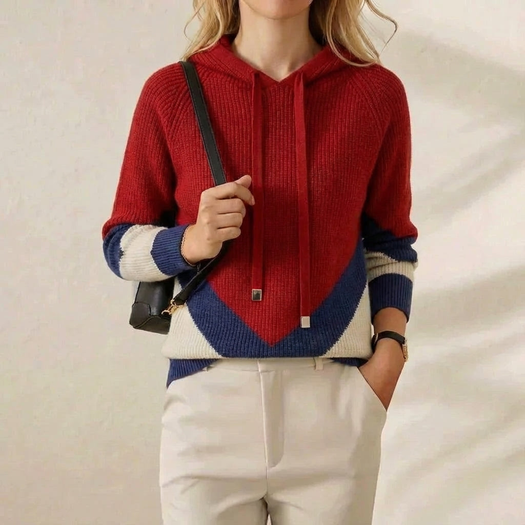 Jeanne | Colour-Block Hooded Knit Sweater