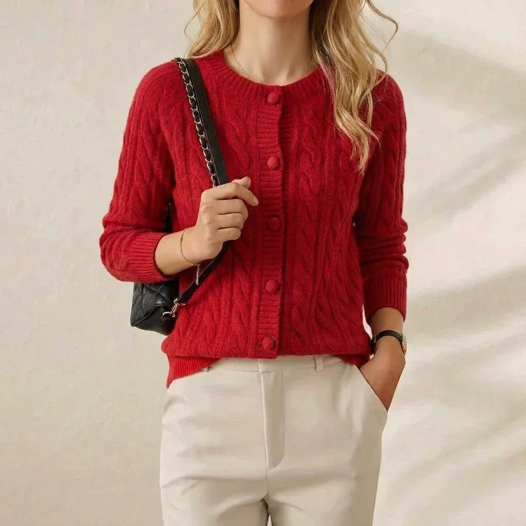 Madelyn | Cable Knit Button-Up Cardigan