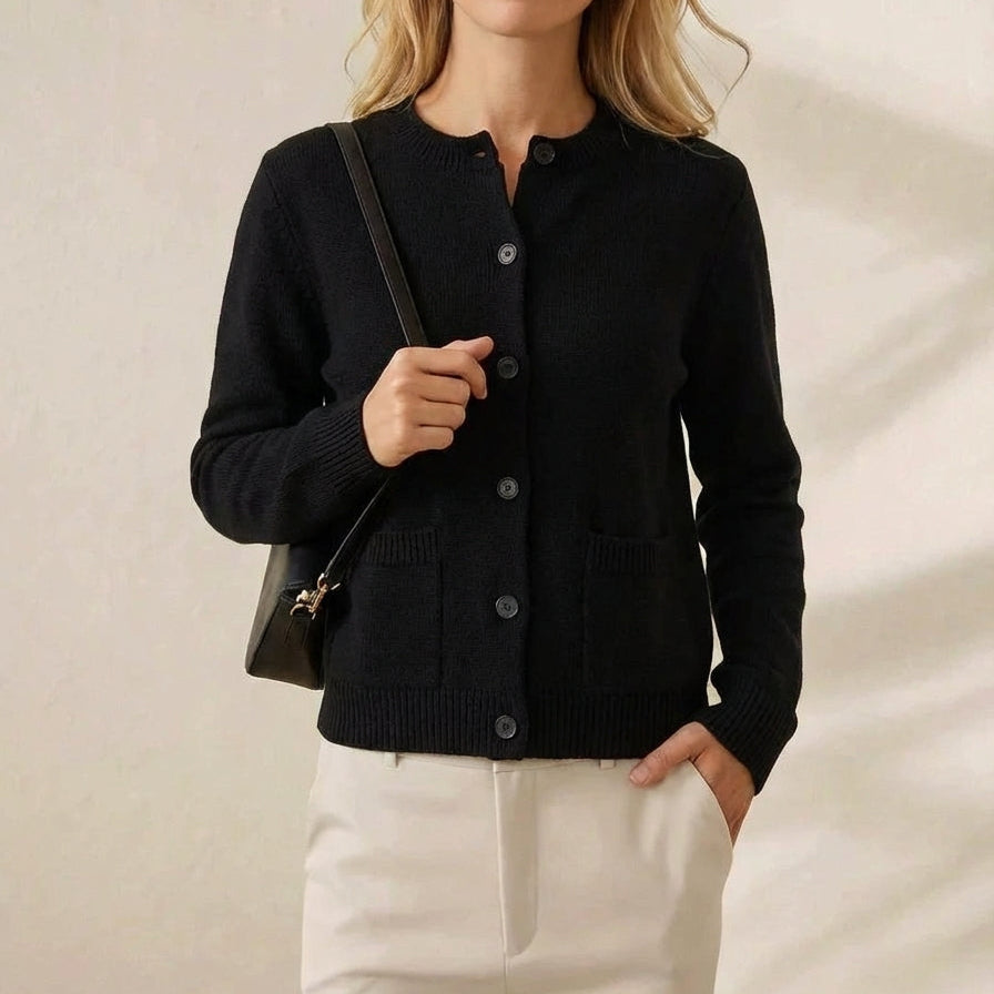 Erica | Button-Up Ribbed Knit Cardigan