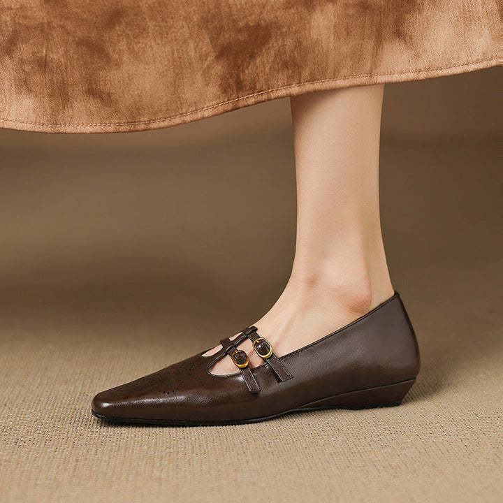 Ceyla | Brogued Double-Strap Flat