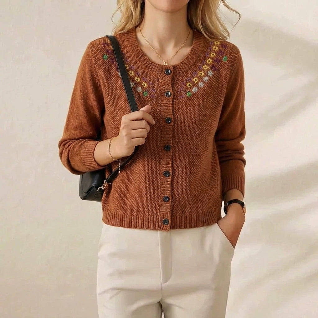Ysabelle | Embroidered Floral Knit Cardigan