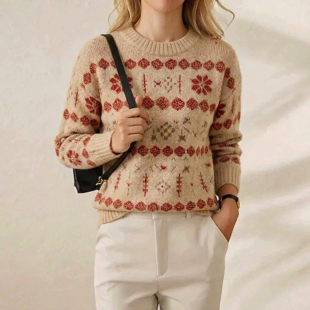 Yolanda | Fair Isle Knit Crew Neck Sweater