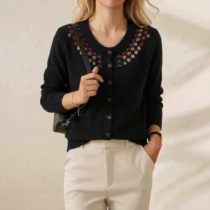 Ysabelle | Embroidered Floral Knit Cardigan