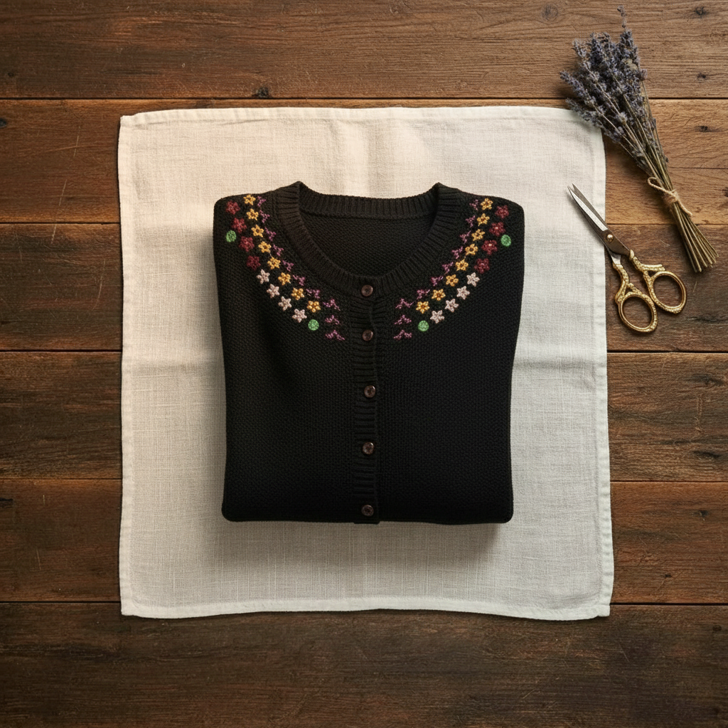 Ysabelle | Embroidered Floral Knit Cardigan