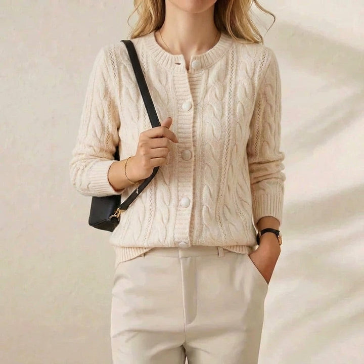 Madelyn | Cable Knit Button-Up Cardigan