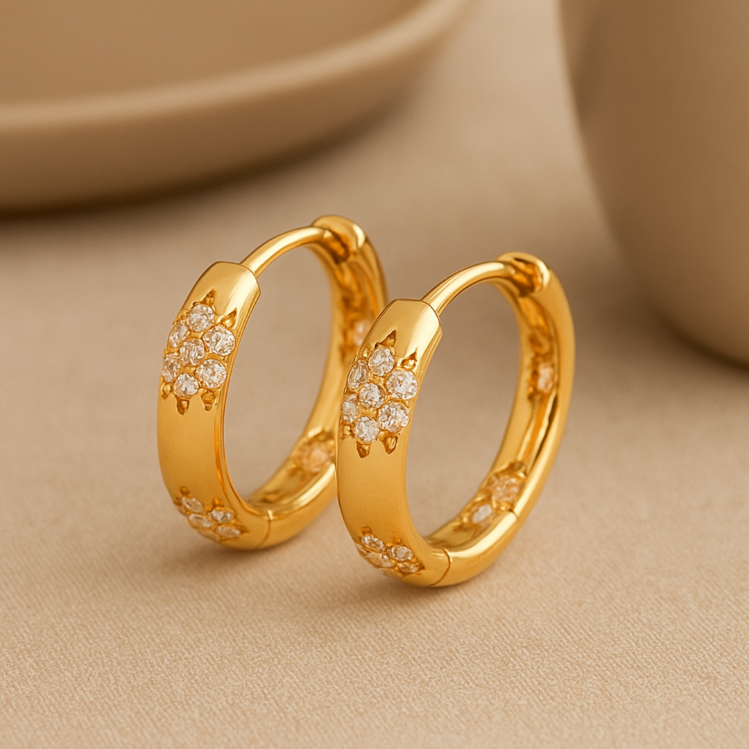 Oceane | Golden Flower Hoop Earrings