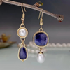 Elnaz | Elegant Blue Stone Pearl Earrings