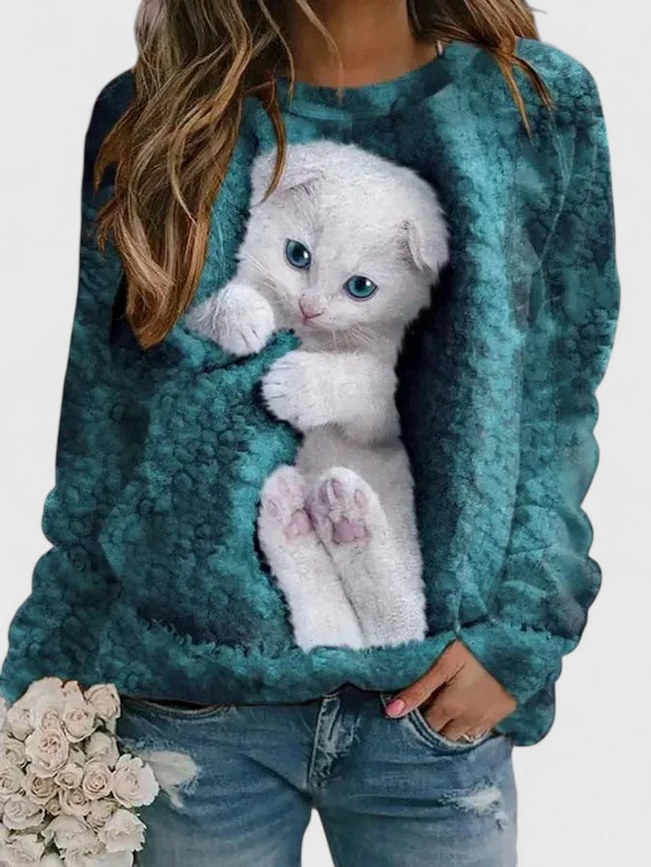 Harmony | Cozy Kitten Print Sweater
