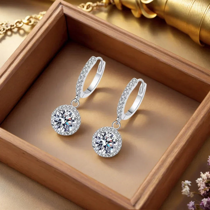 Anoushka | Silver 1 Carat Moissanite Earrings