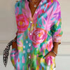 Odette | Abstract Print Button-Front Blouse