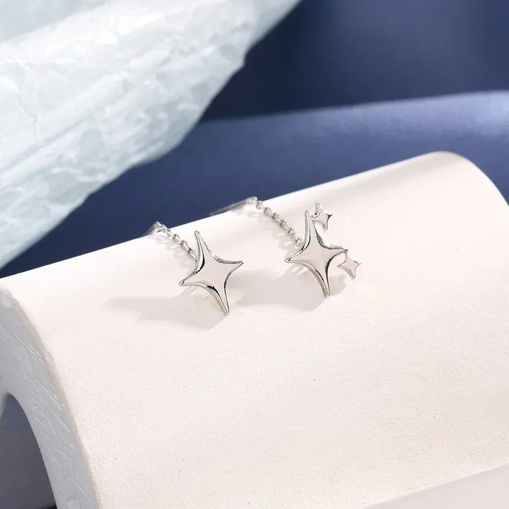 Mikaella | Silver Star Chain Earrings