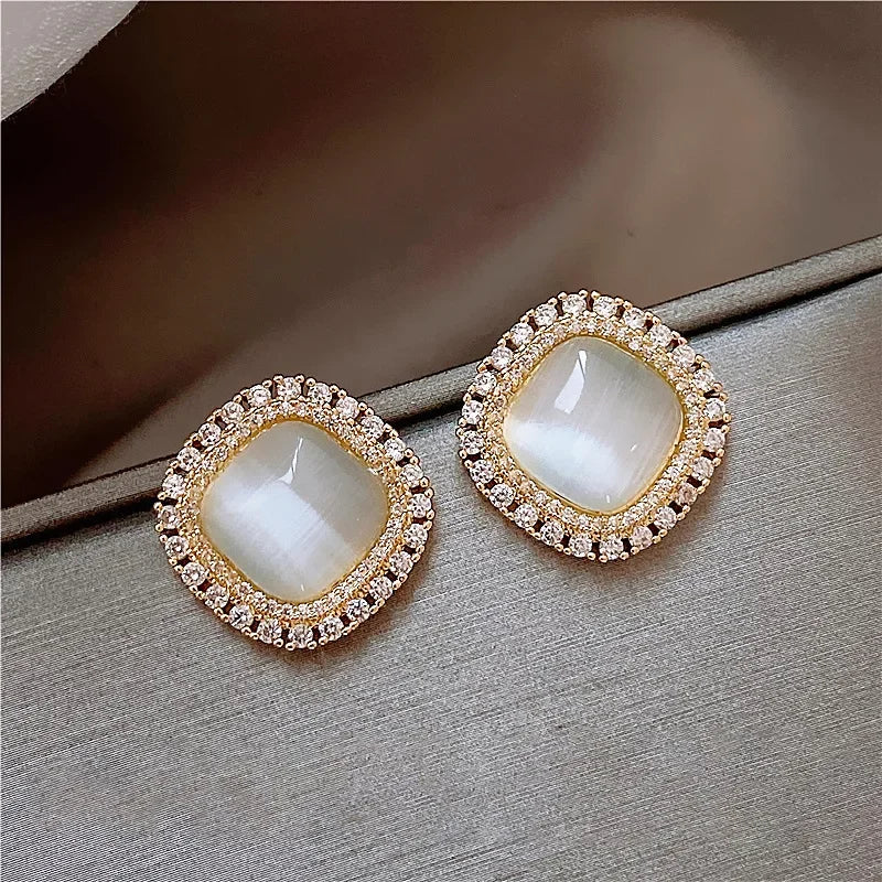 Aman | Opal And CZ Crystal Stud Earrings