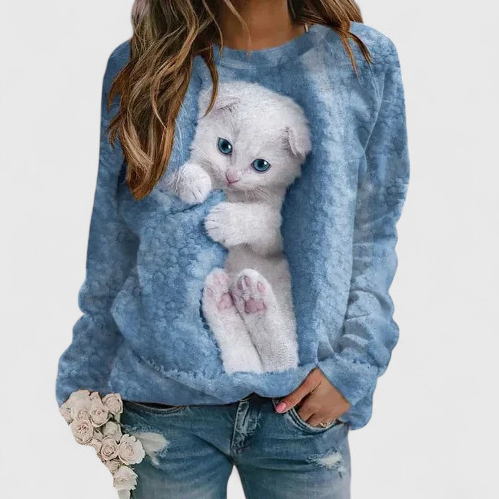 Harmony | Cozy Kitten Print Sweater