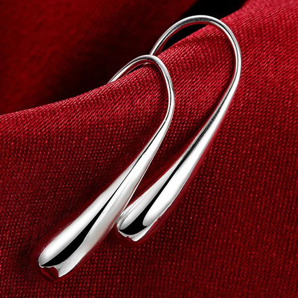 Lotus | Silver Water Drop Hoop Earrings