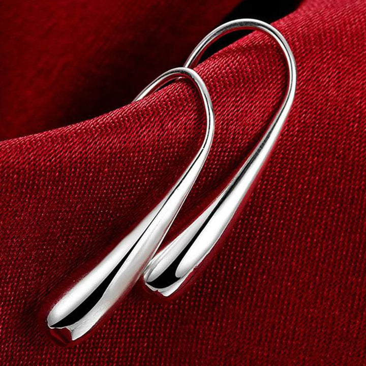 Lotus | Silver Water Drop Hoop Earrings