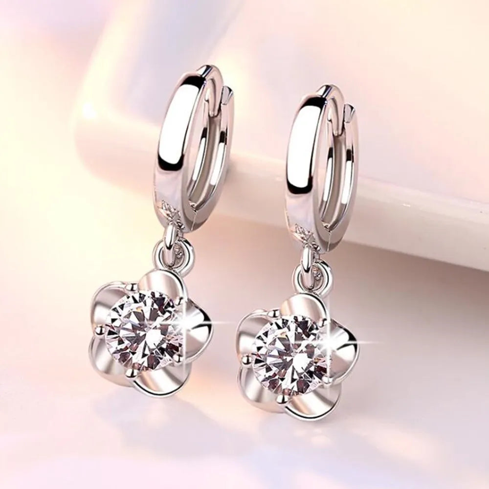 Nathalia | Silver Purple And White Zircon Earrings