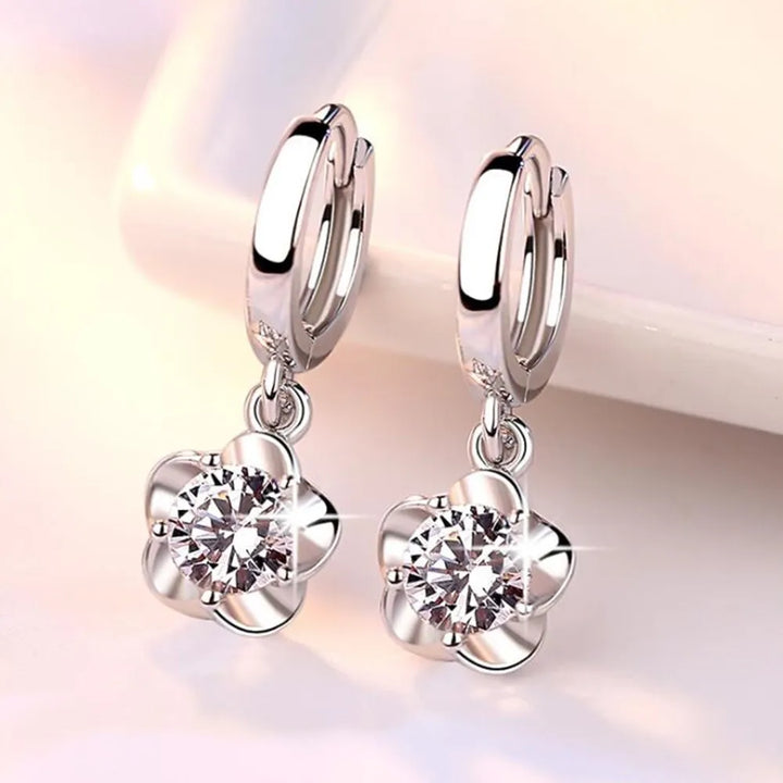 Nathalia | Silver Purple And White Zircon Earrings