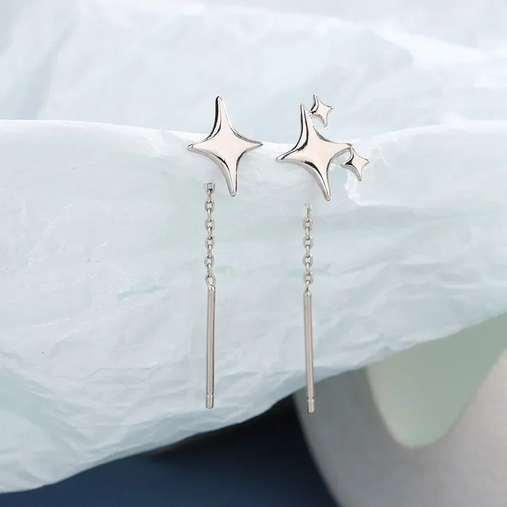 Mikaella | Silver Star Chain Earrings