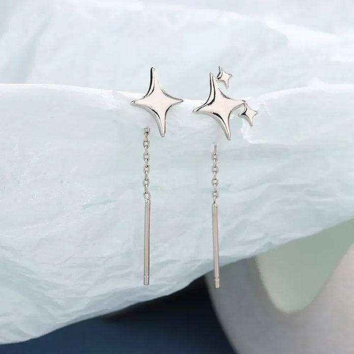 Mikaella | Silver Star Chain Earrings