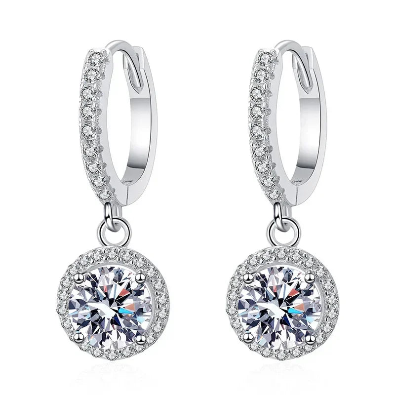 Anoushka | Silver 1 Carat Moissanite Earrings