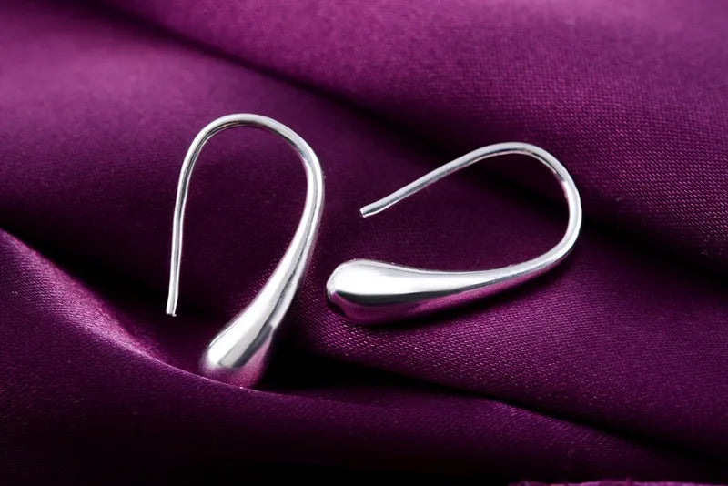 Lotus | Silver Water Drop Hoop Earrings