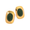 April | Gold Plated Green Opal Oval Earrings